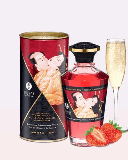 Huile chauffante aphrodisiaque - Vin pétillant à la fraise 100ml